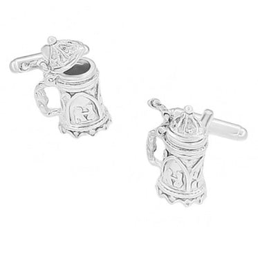 Beer Stein Movable Cufflinks in Sterling Silver