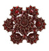 Victorian Bohemian Garnet Floral Brooch with Antique Finish in Sterling Silver