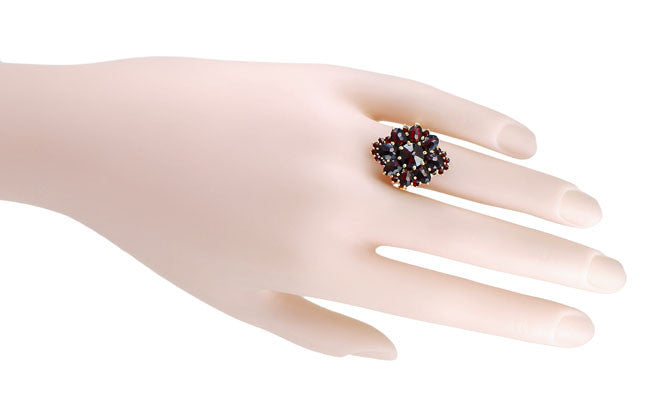 Victorian Style Bohemian Garnet Cocktail Ring in 14 Karat Gold and Sterling Vermeil - Item: R193 - Image: 3