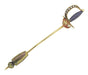 Antique Victorian Sword Stickpin with Enamel and Seed Pearls in 14 Karat Yellow Gold