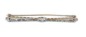 Platinum Topped Art Deco Filigree Arrow Bar Brooch in 14 Karat Yellow Gold