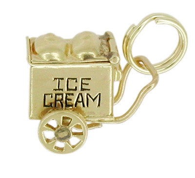 Movable Ice Cream Cart Charm in 14 Karat Gold - Item: C265 - Image: 2
