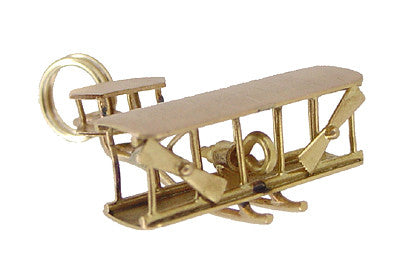 Double Engine Biplane Charm in 14 Karat Gold