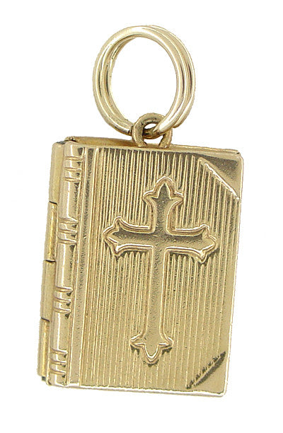 Vintage Lords Prayer Opening Book Movable Charm in 14 Karat Gold - Item: C344 - Image: 2