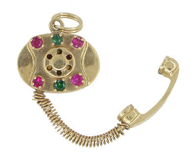 Movable Telephone Charm in 14 Karat Gold - Item: C381 - Image: 2
