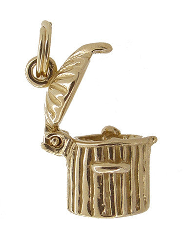 Kitty in a Trash Can Movable Charm in 14 Karat Gold - Item: C382 - Image: 2