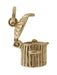 Kitty in a Trash Can Movable Charm in 14 Karat Gold