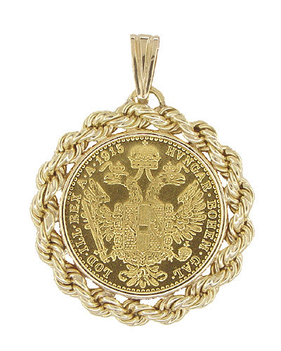 Austrian Emperor Franz Joseph One Ducat 24 Karat Gold Coin Pendant - Item: C399 - Image: 2