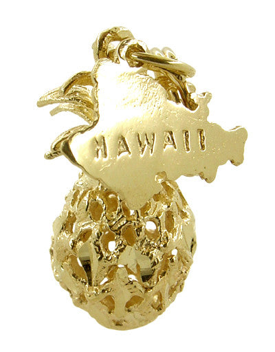 Filigree Pineapple Hawaii Charm in 14 Karat Gold