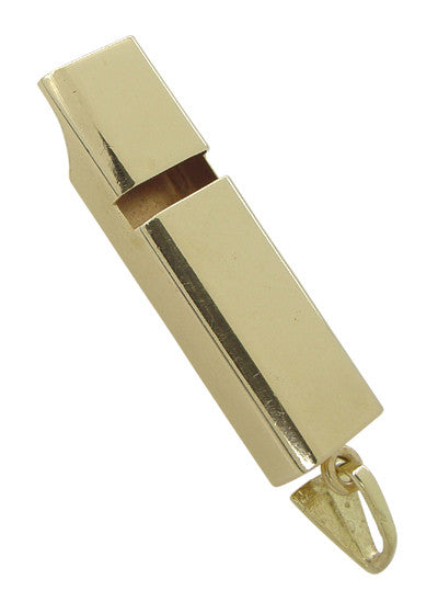 Large Working Whistle Pendant in 14 Karat Gold