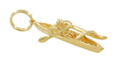 Vintage Outrigger Canoe Charm in 14 Karat Yellow Gold - alternate view