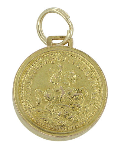 Gladiator Locket Pendant Charm in 14 Karat Gold - Item: C437 - Image: 2