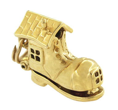 Movable Old Woman in A Shoe Charm in 14 Karat Gold - alternate view