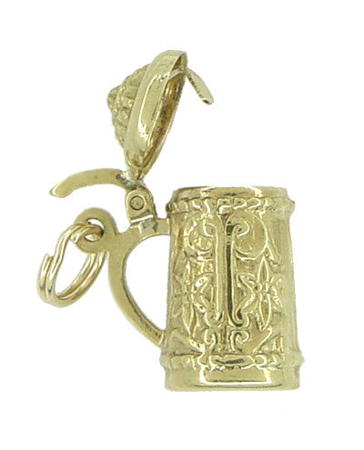 Vintage Movable Beer Stein Charm in 10 Karat Yellow Gold