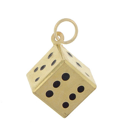 Vintage Dice Charm in 9K Yellow Gold - Item: C524 - Image: 2