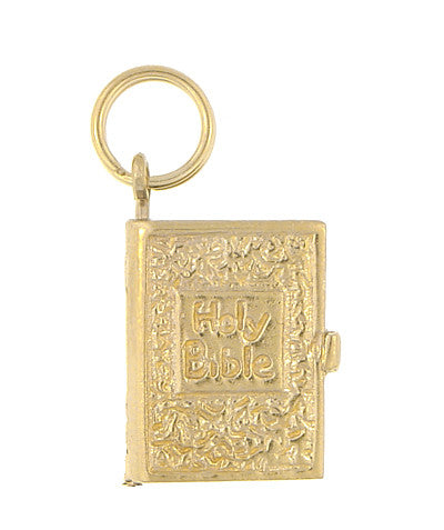 Moveable Opening Bible Charm in 14 Karat Yellow Gold