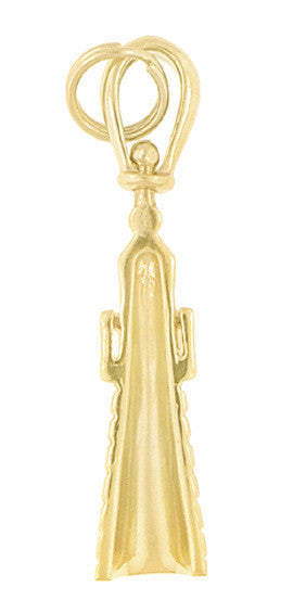 Vintage Lighthouse Charm Pendant with Ruby in 14 Karat Yellow Gold - alternate view