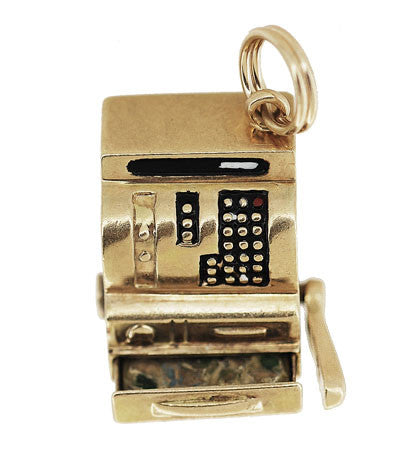 Moveable Vintage Cash Register Charm in 14 Karat Yellow Gold - Item: C616 - Image: 3