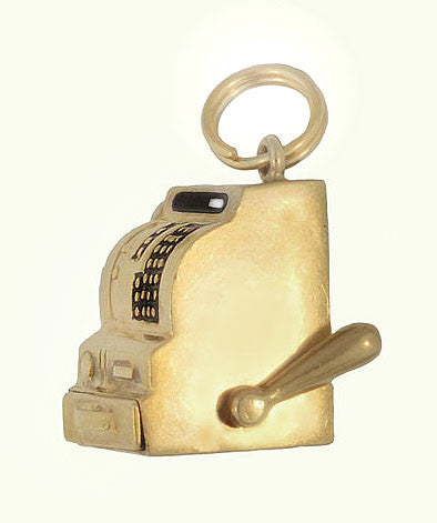 Moveable Vintage Cash Register Charm in 14 Karat Yellow Gold - Item: C616 - Image: 2