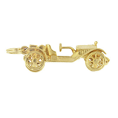 Moveable Antique Roadster Car Charm in 14 Karat Yellow Gold