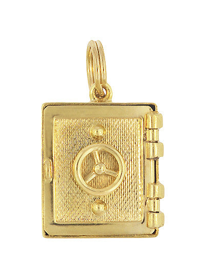 Vintage Safe Vault Moveable Charm in 14 Karat Yellow Gold