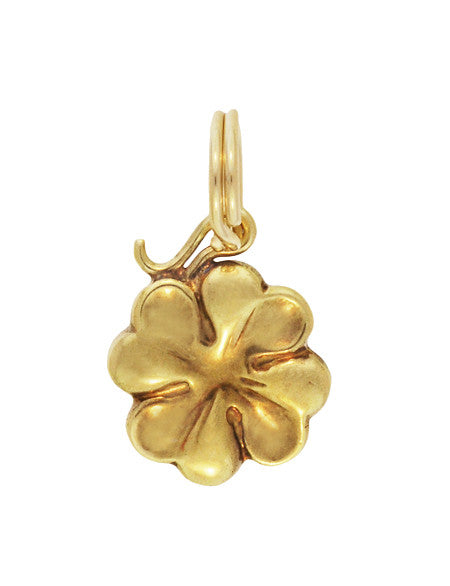 Small Lucky 4 Leaf Clover Charm in 14 Karat Yellow Gold