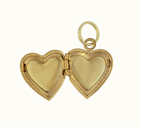 Vintage Floral Heart Engraved Locket Pendant in 14 Karat Yellow Gold - Item: C653 - Image: 2