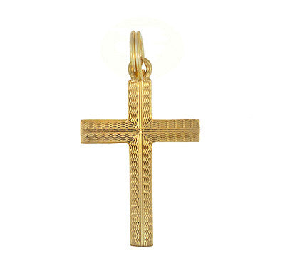 Engraved Vintage Cross Pendant in 14 Karat Yellow Gold