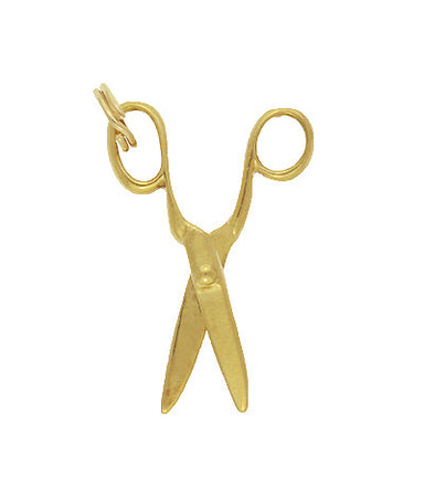 Moveable Vintage Scissors Pendant Charm in 18 Karat Yellow Gold