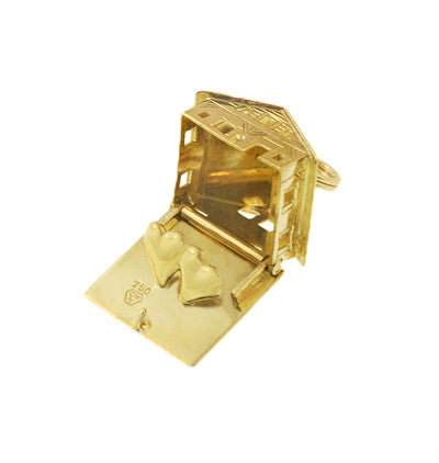 Moveable Loving Hearts House and Home Vintage Charm in 18 Karat Yellow Gold - Item: C673 - Image: 3