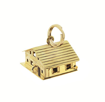 Moveable Loving Hearts House and Home Vintage Charm in 18 Karat Yellow Gold - Item: C673 - Image: 2
