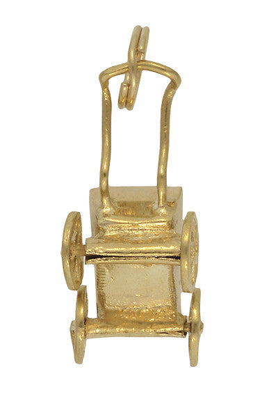 Vintage Moveable Baby Carriage Charm in 14 Karat Yellow Gold - Item: C683 - Image: 2