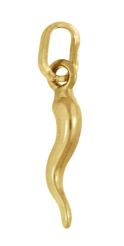 Small Italian Horn Charm Pendant in 18 Karat Yellow Gold - Item: C685 - Image: 2