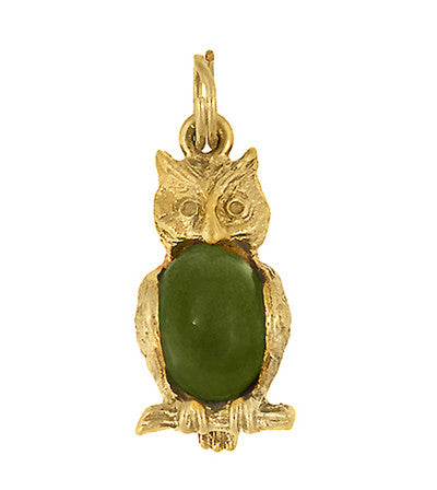 Wise Owl Charm in 14 Karat Yellow Gold