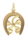 Lucky 4-Leaf Clover in Horseshoe Charm in 14 Karat Yellow Gold