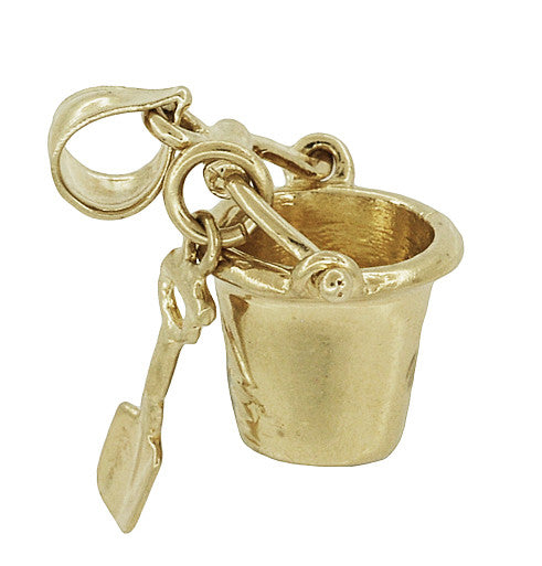 Sand Pail and Shovel Movable Charm in 14 Karat Gold - Item: C716 - Image: 3