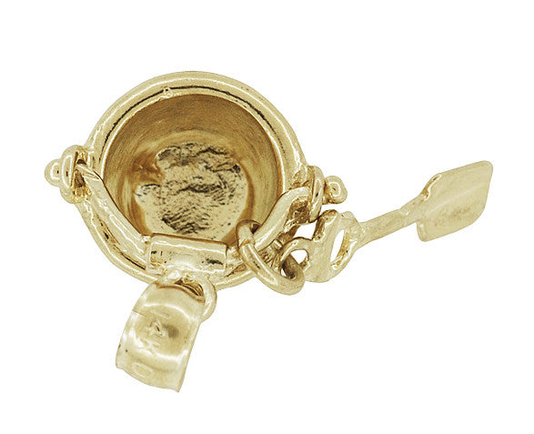 Sand Pail and Shovel Movable Charm in 14 Karat Gold - Item: C716 - Image: 4