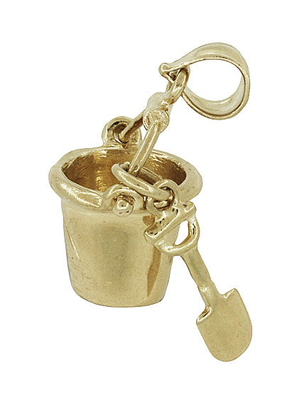 Sand Pail and Shovel Movable Charm in 14 Karat Gold - Item: C716 - Image: 2