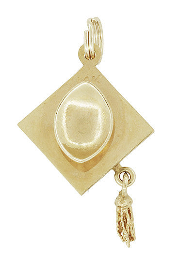 Graduation Cap Pendant Charm with Pearl and Movable Tassel in 14 Karat Gold - Item: C729 - Image: 3