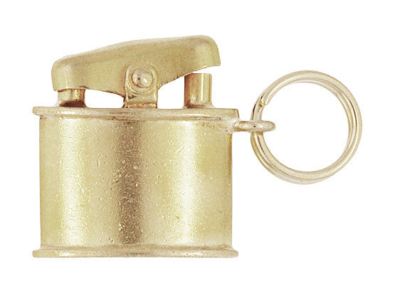 1950s Vintage Cigarette Lighter Charm in 10 Karat Gold - Movable