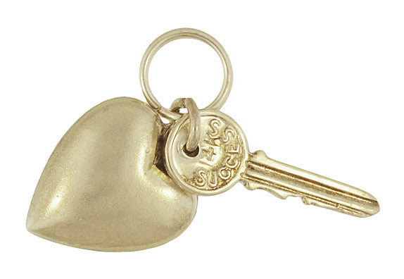Love and Success Key to Your Heart Moveable Charm in 14 Karat Gold