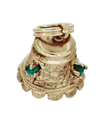 Vintage Movable Pearl Bell Charm in 14K Gold - Item: C754 - Image: 2