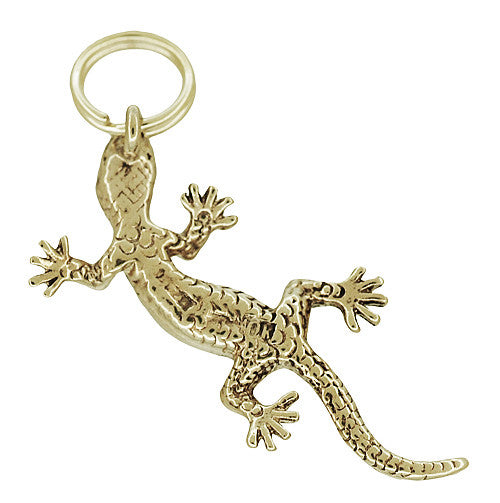Yellow Gold Gecko Pendant Charm - 14K Vintage Estate Pendant - C758