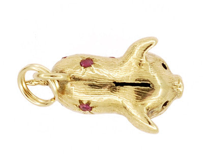 Piggy Bank Charm in 14 Karat Gold - Item: C764 - Image: 3