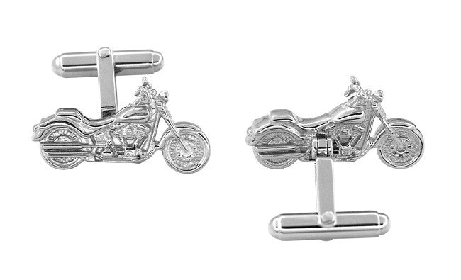 Cruiser Motorcycle Cufflinks in Sterling Silver - Item: SCL103 - Image: 2
