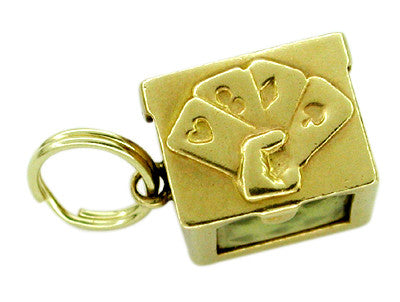 Deck of Cards Movable Charm in 14 Karat Gold