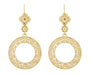 Art Deco Circle of Love Sterling Silver Drop Dangle Filigree Earrings with Yellow Gold Vermeil