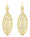 Art Deco Dangling Leaf Sterling Silver Filigree Diamond Earrings with Yellow Gold Vermeil