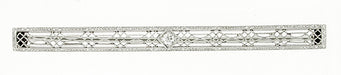 Edwardian Diamond Set Filigree Bar Brooch in 14 Karat White Gold