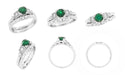 Emerald Bridal Ring Set - R155 Emerald Engagement Ring with WR155W Wedding Band